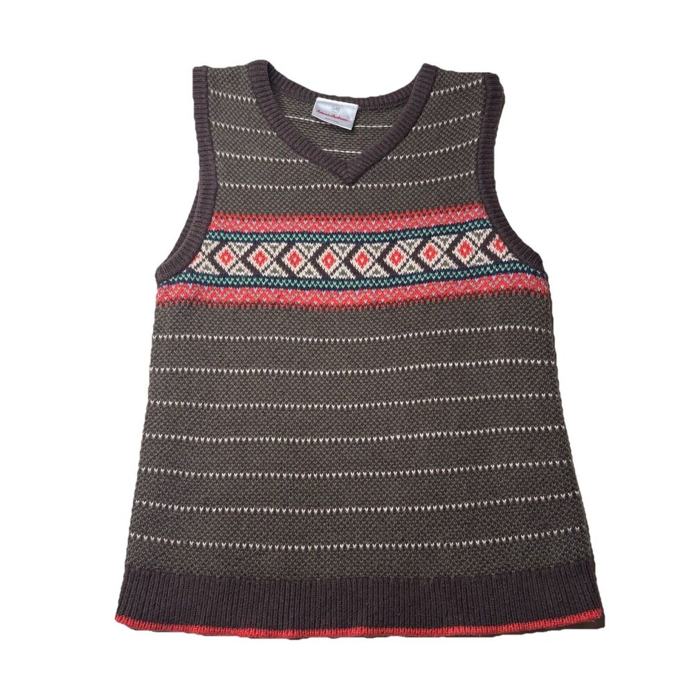 Hanna Andersson Brown Red Knit Sweater Vest Size 120 = 5T Boys Kids